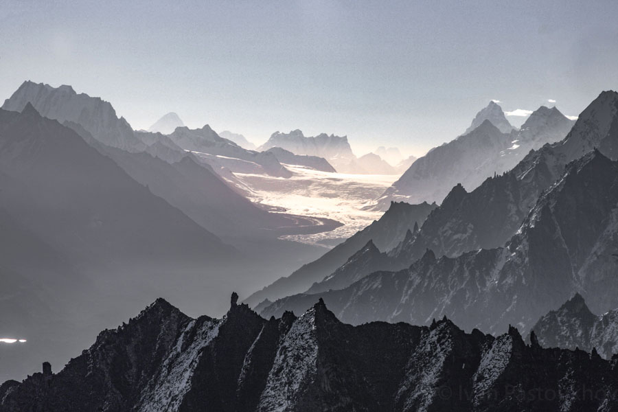 Karakorum with K2 from Rush Peak, Pakistan